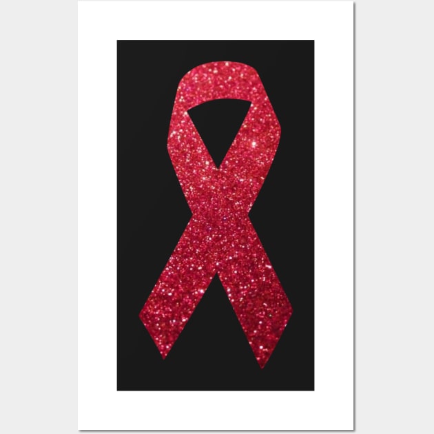 Red Faux Glitter Awareness Ribbon Wall Art by Felicity-K